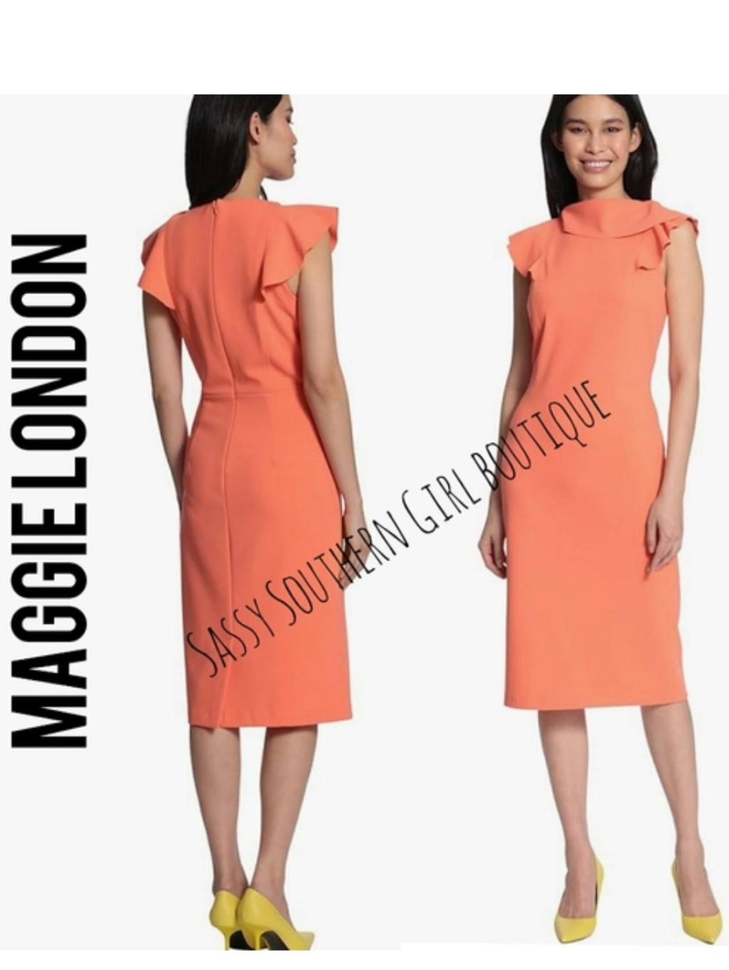 Maggy London Coral Midi Dress